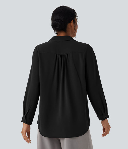 Chemise de travail col V manches longues avec poches