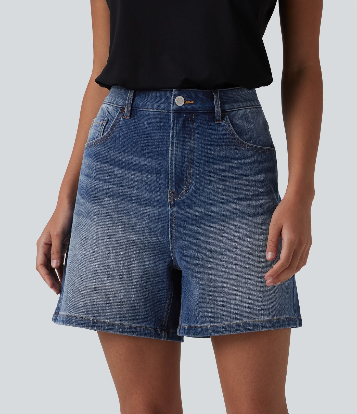 Short denim ample décontracté Halara Flex™ taille haute avec poches