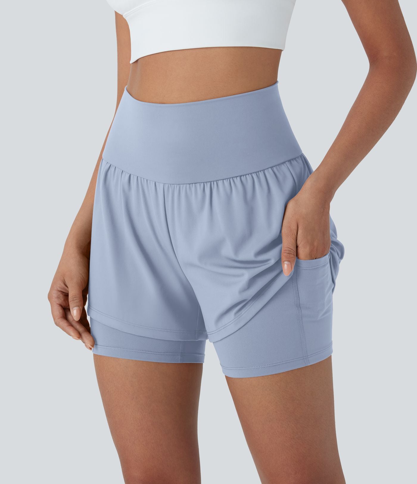 Short de yoga 2-en-1 SoftlyZero™ Airy taille très haute effet frais InstantCool 12,5 cm avec poches