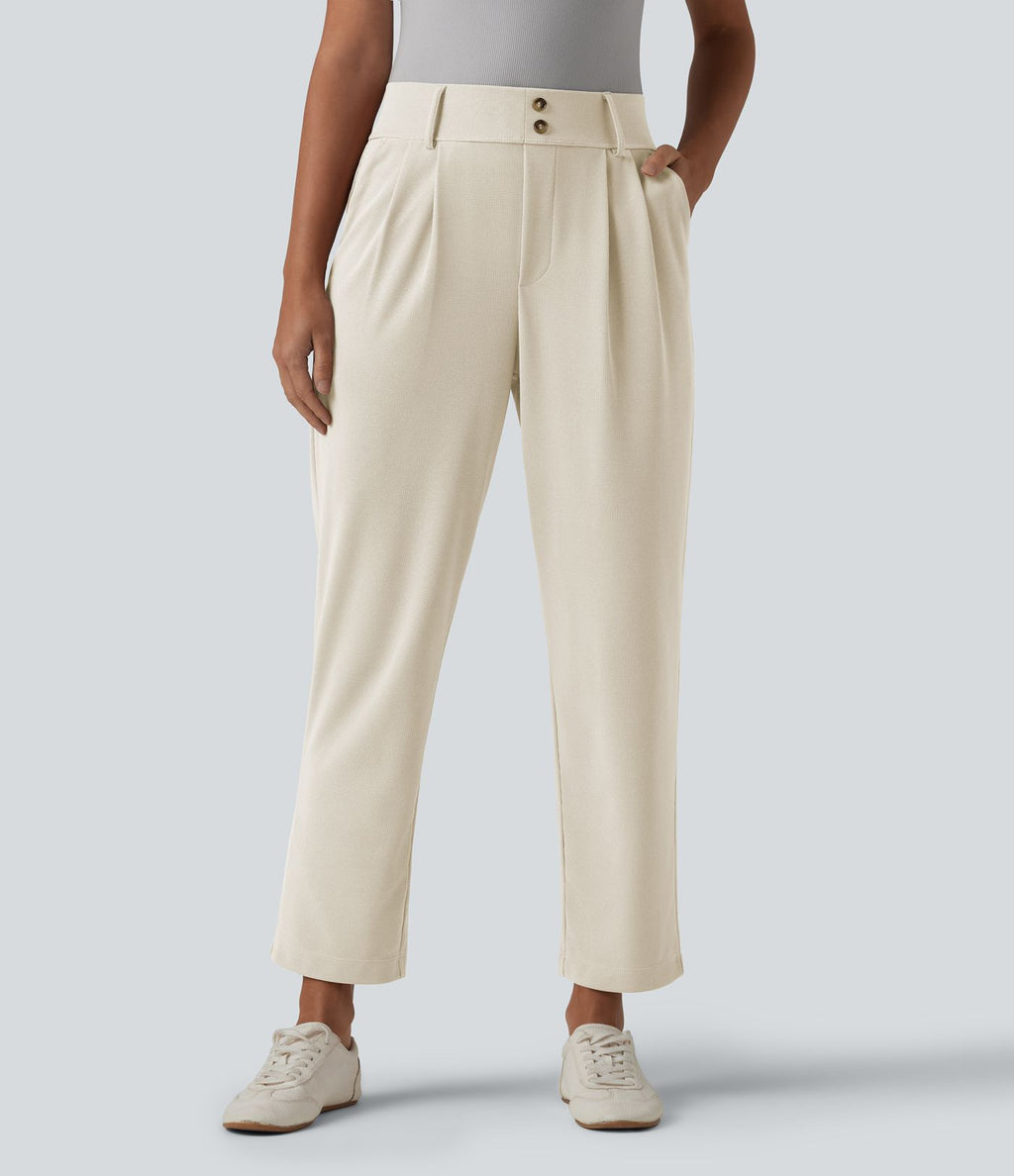 Halara Flex™ Pantalon tailleur fuselé taille haute en tissu gaufré avec poches
