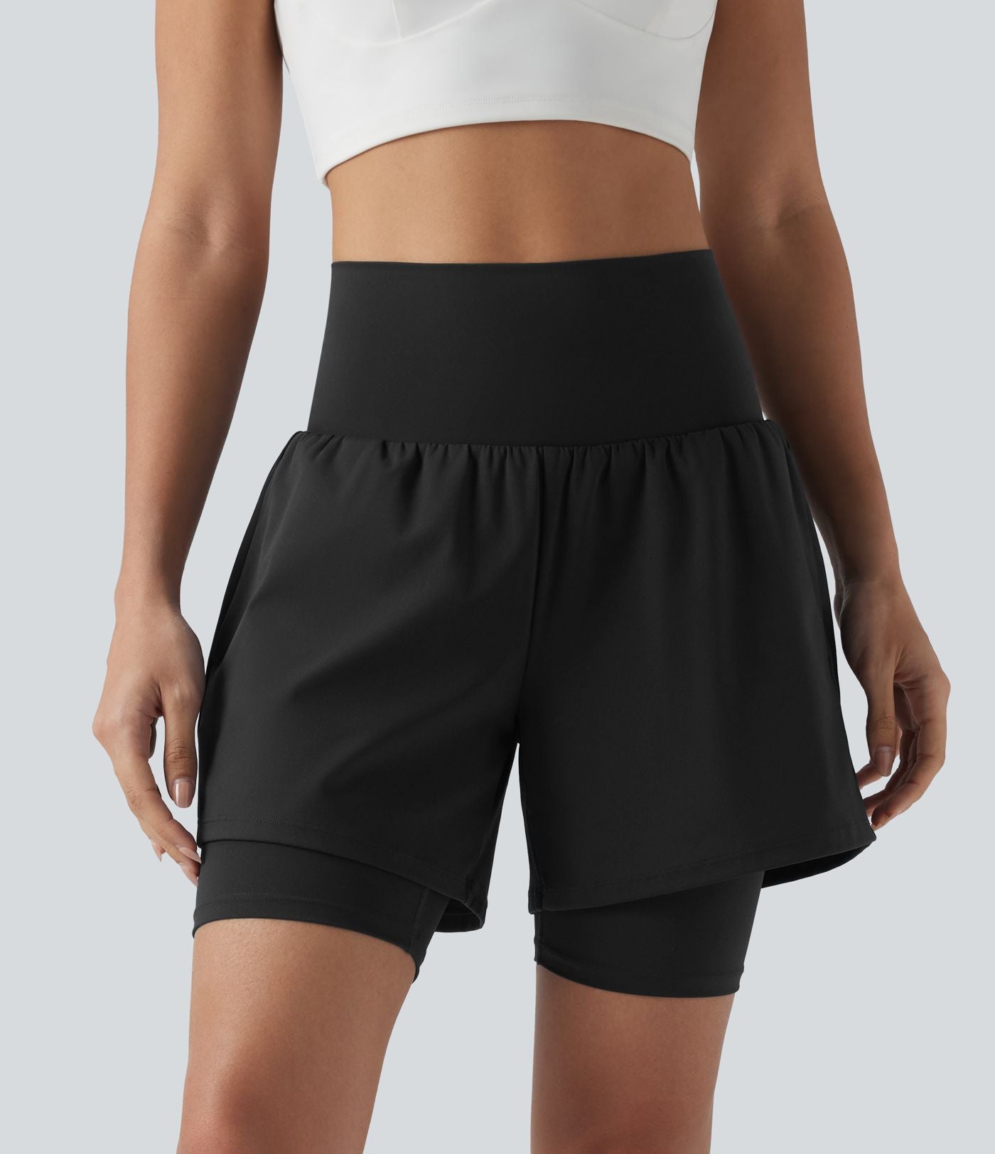 Short de yoga SoftlyZero™ Airy 2-en-1 taille ultra-haute effet frais InstantCool 17,5 cm avec poches