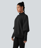 Sweat molleton col montant manches longues bishop