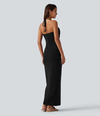 Robe longue dos-nu à nouer avec soutien-gorge intégré et poches, bonnets DD à F