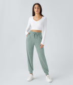 Jogging Yoga Froncé Taille Haute Cordon de Serrage Poche Latérale