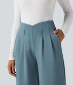 Pantalon tailleur large taille haute en crêpe avec poches Halara Flex™