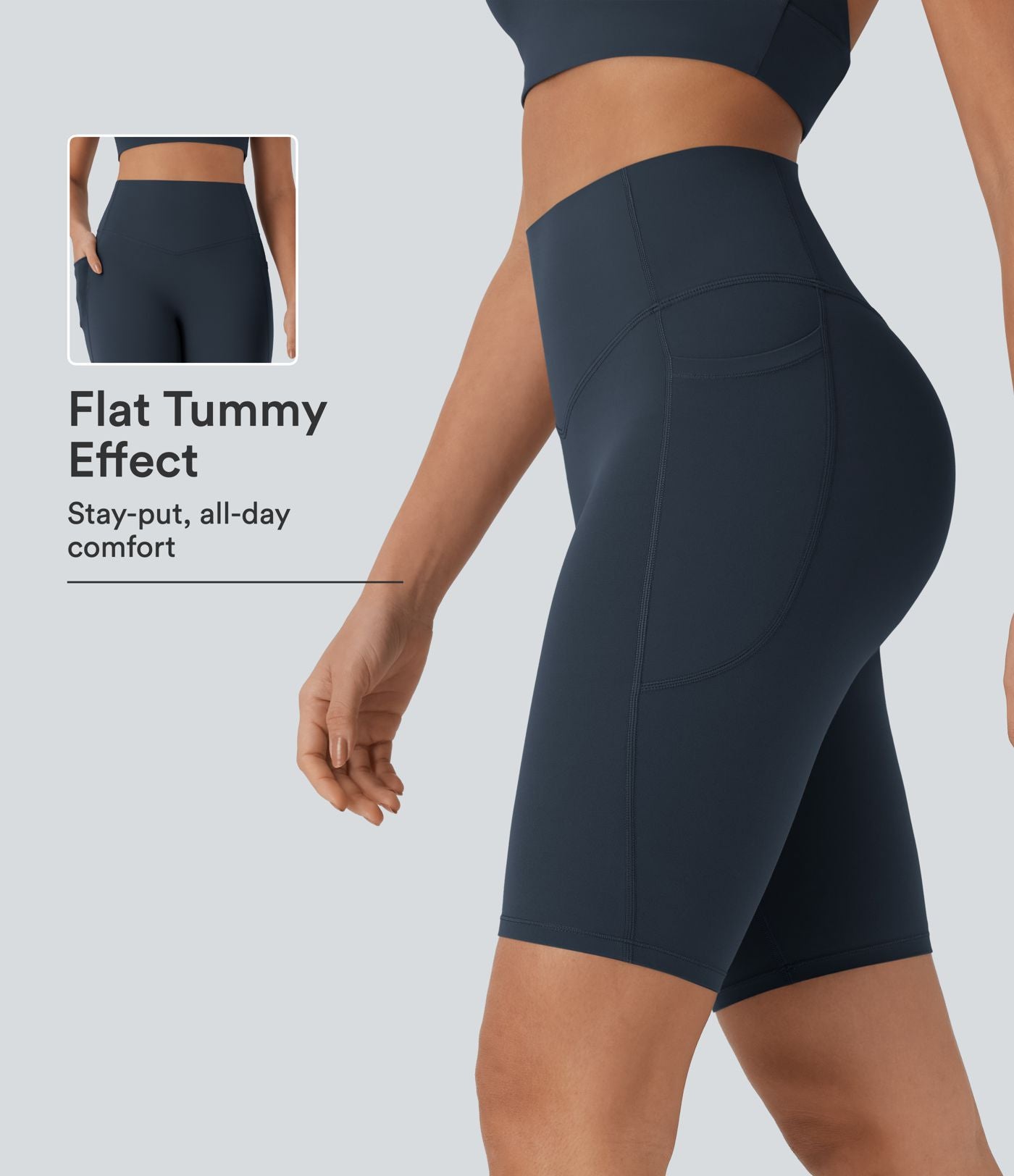 Short cycliste 22,8 cm d'entraînement gainant taille haute avec poches Halara UltraSculpt™