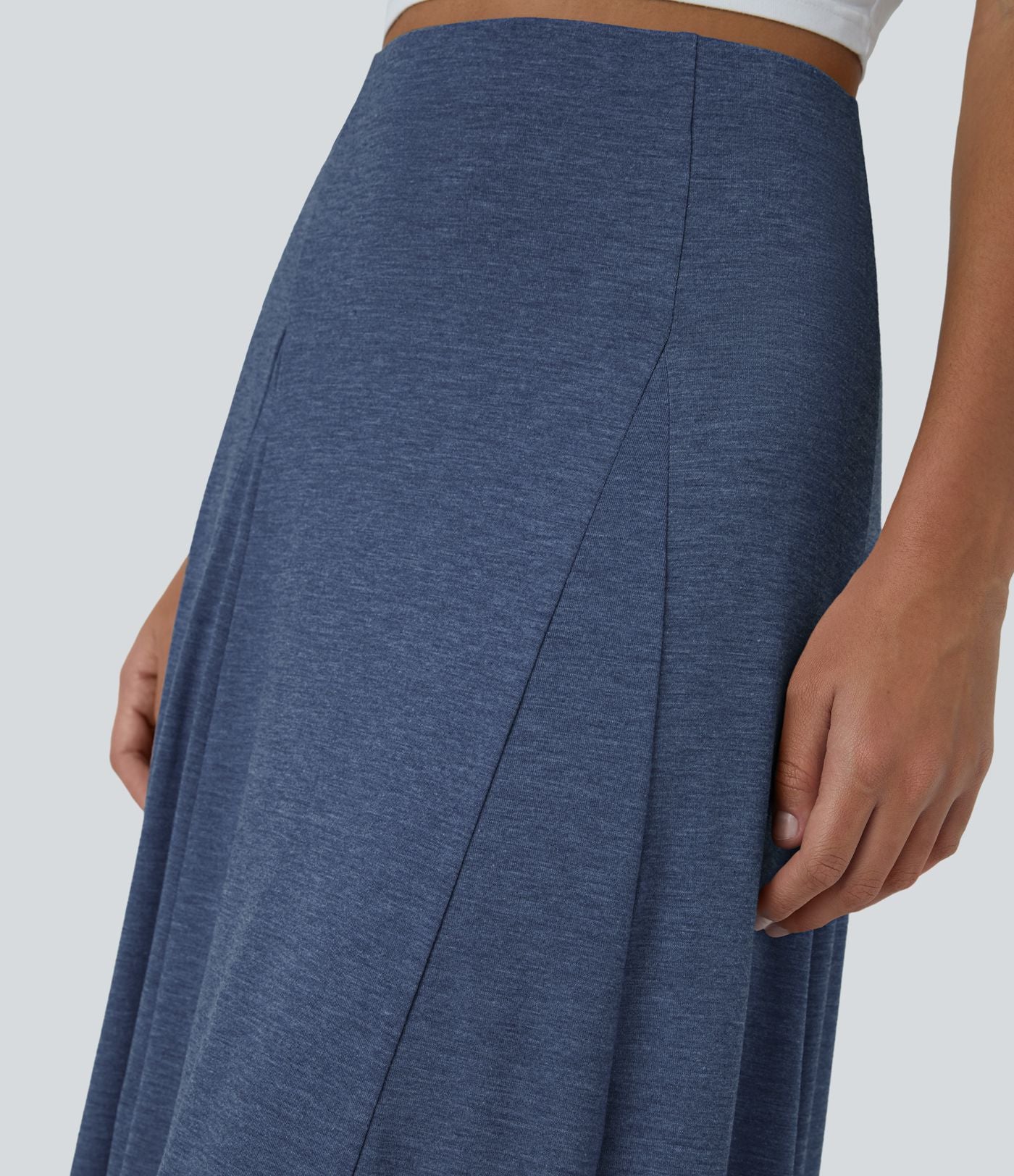 Jupe Évasée Casual Longue Fermeture Éclair Latérale Taille Haute