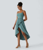 Breezeful™ Robe Casual 2 Pièces Dos Nu Haut Bas Poche Latérale Fluide Séchage Rapide