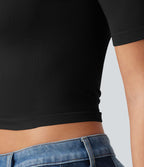 Haut de sport yoga OneForm sans couture Flow col rond échancré manches courtes