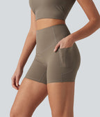 Short cycliste de yoga gainant côtelé taille haute UltraSculpt™ 12,5 cm avec poches