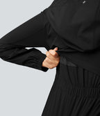 Veste de randonnée déperlante résistante à l'abrasion à capuche avec mesh contrastant et poches
