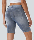 Halara Flex™ Short 22,8cm Casual En Denim Extensible Avec Poche Arrière Taille Midi