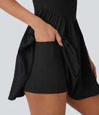 Robe de yoga courte 2-en-1 dos nu à séchage rapide Breezeful™ avec poches latérales - Easy Peasy Edition