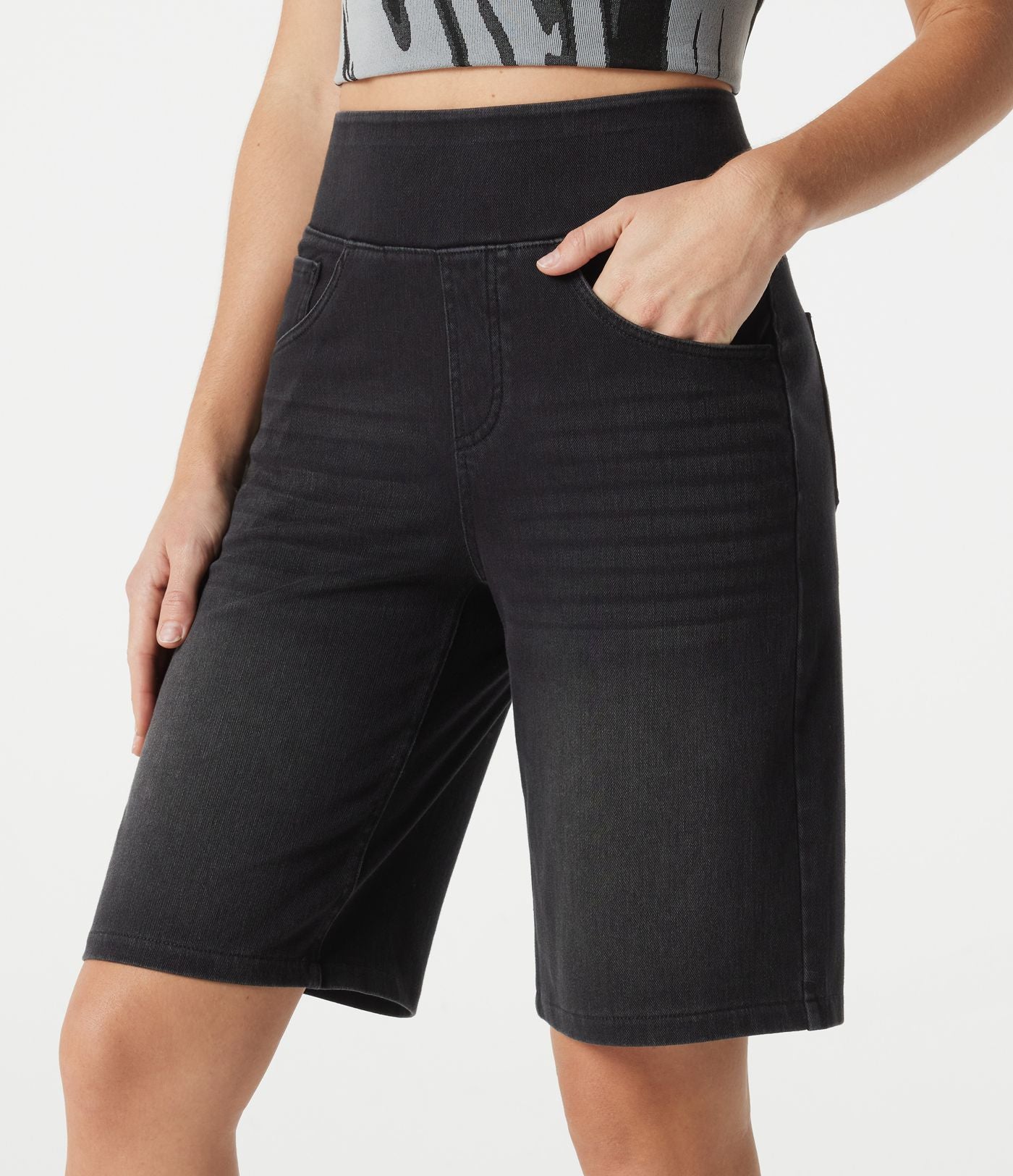 Halara Flex™ Bermuda casual en jean taille haute avec poches