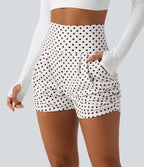 Short 8 cm taille haute froncé à pois avec poches