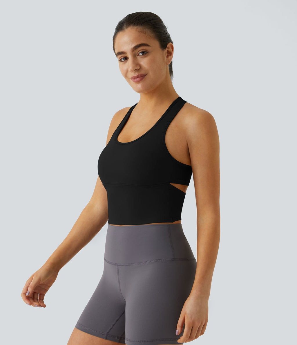 Softlyzero™ Plush Plus Débardeur Yoga Crop à Col U Plongeant Dos Nu Dos Nageur Découpé - UPF50+