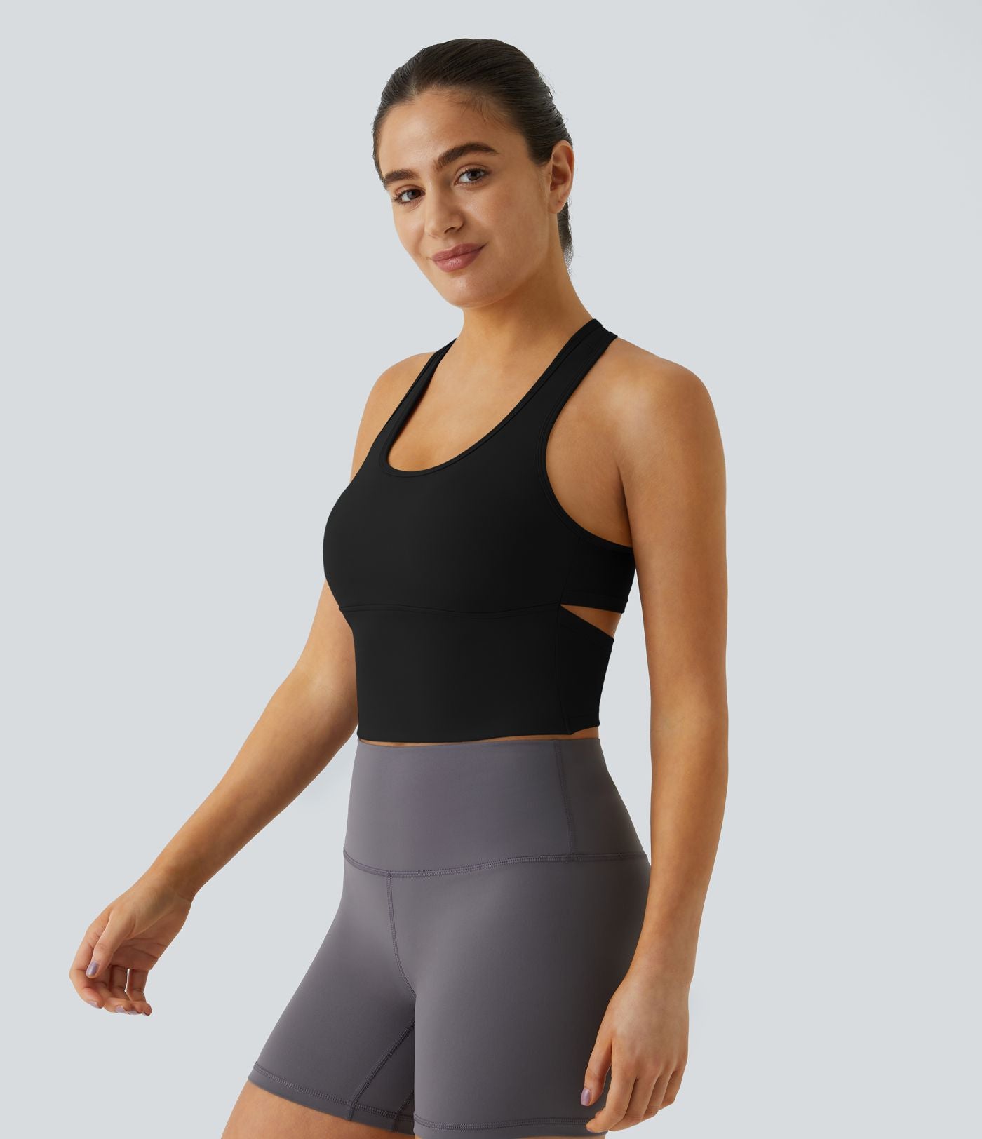 Softlyzero™ Plush Plus Débardeur Yoga Crop à Col U Plongeant Dos Nu Dos Nageur Découpé - UPF50+