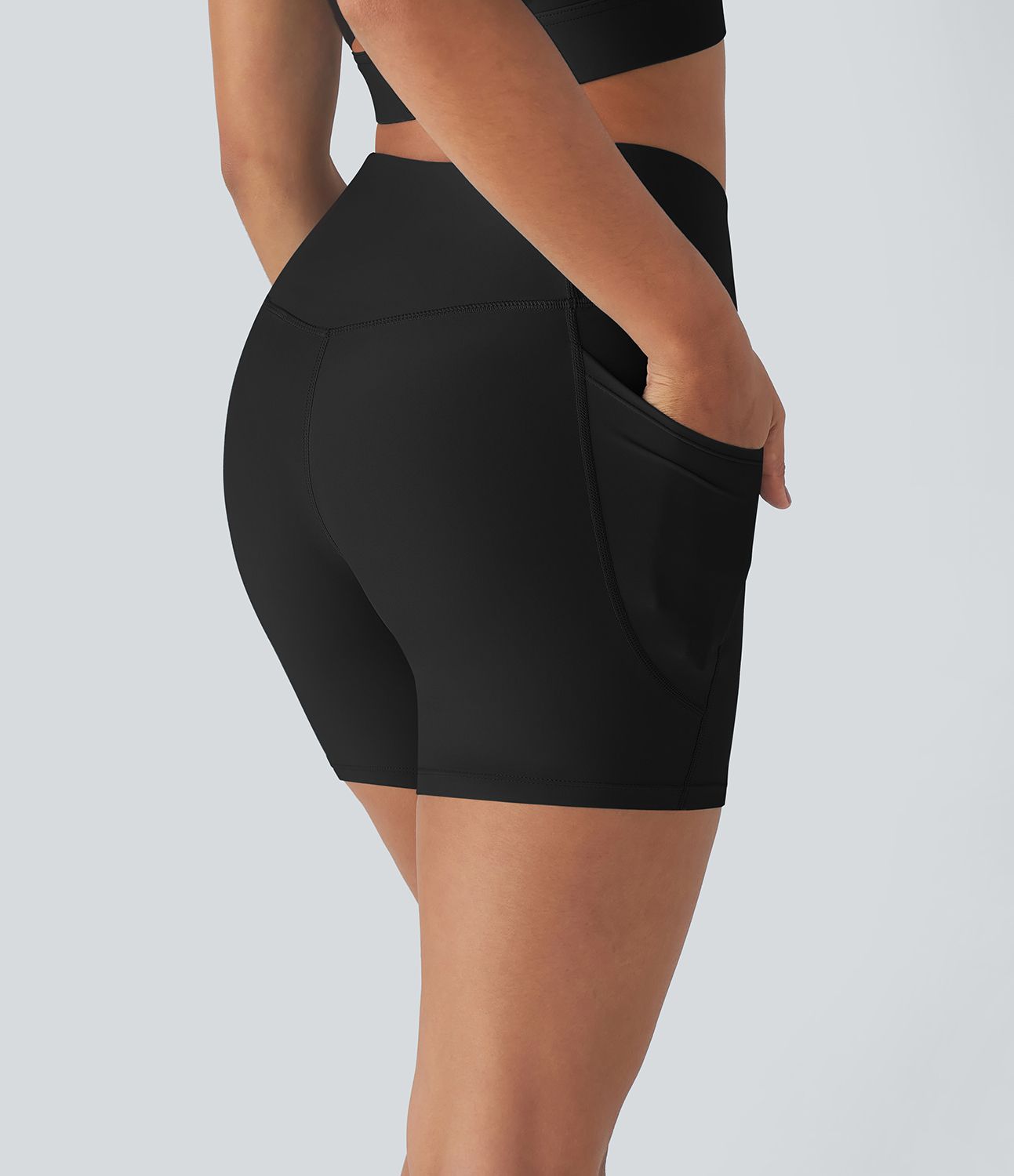 Bikini De Yoga Taille Haute Crossover Poches Latérales Pour La Terre Et L'eau