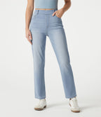 Jean droit Halara Flex™ à taille haute, poches multiples, effet délavé et tissu extensible