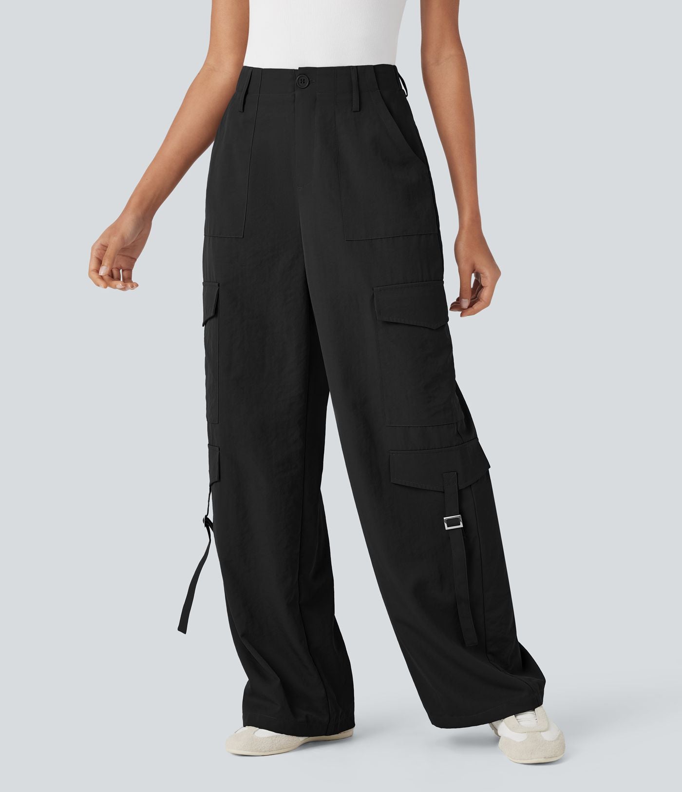 Pantalon cargo de voyage taille haute avec poches multiples