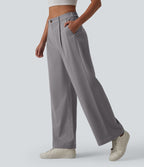 Pantalon chino tailleur en coton, taille haute, coupe droite et poches