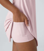 Robe de sport danse 2-pièces SoftlyZero™ Plush double bretelles caraco avec poche A-D