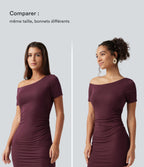 Robe-short mini moulante côtelée asymétrique accès facile Easy Peasy avec coussinets amovibles, poches et bonnets B à E