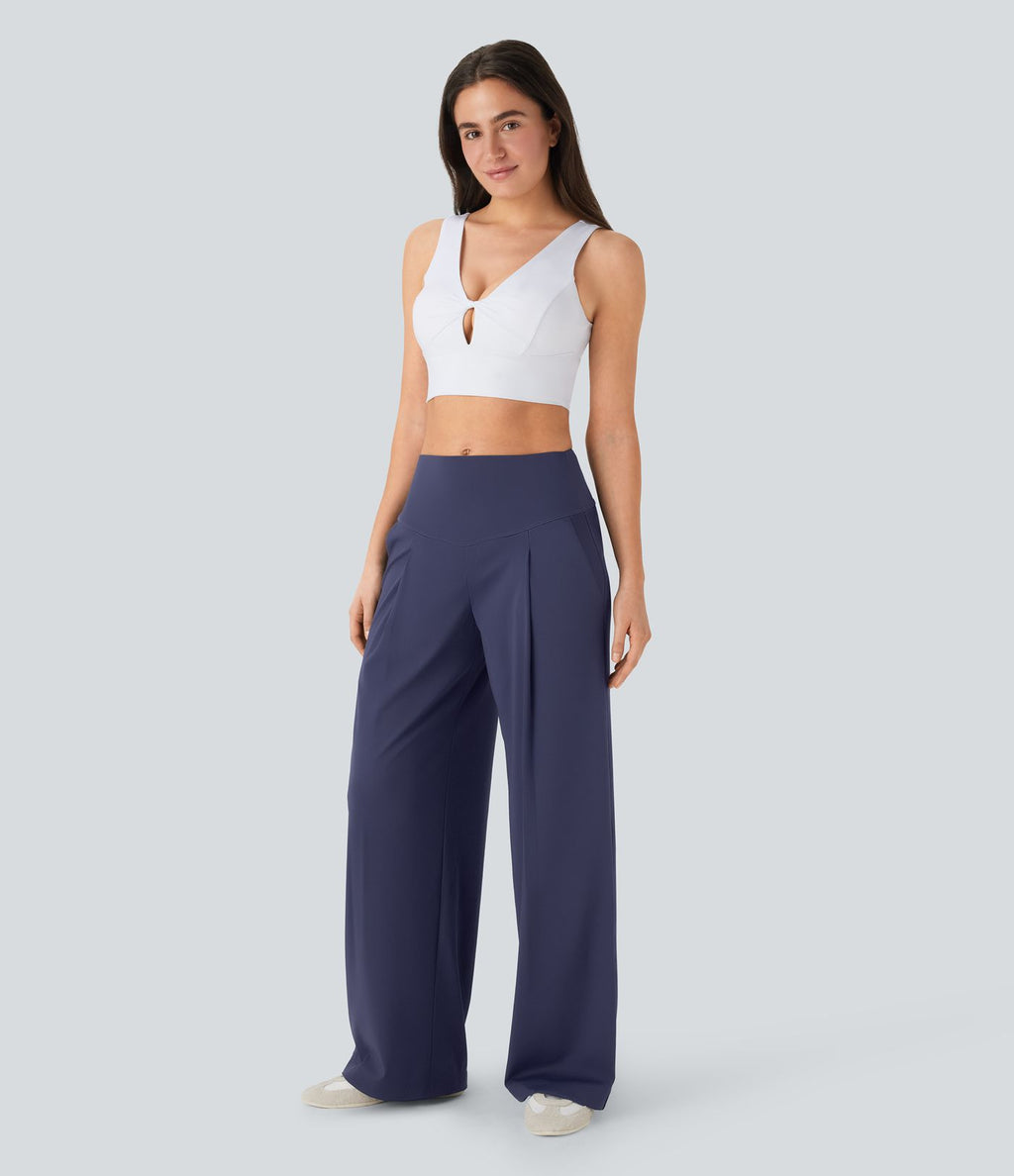 Pantalon de yoga droit gainant taille haute à séchage rapide avec poches SoftlyZero™