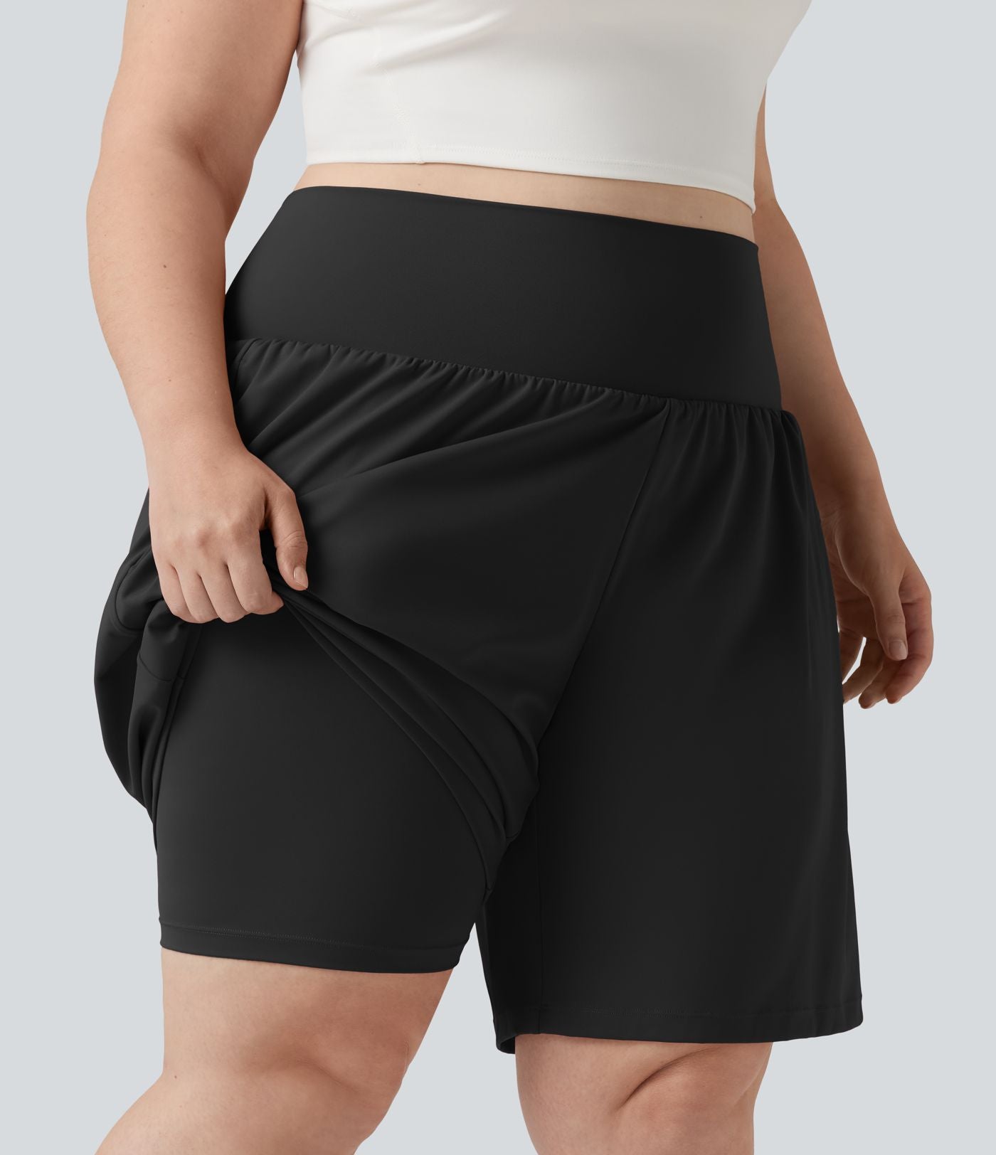 Short de yoga grande taille SoftlyZero™ Airy 2-en-1 taille très haute, à effet frais InstantCool, avec poches, 23 cm