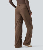 Pantalon cargo velours côtelé taille mi-haute avec poches