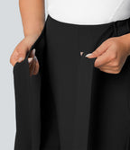 Pantalon Tailleur Large Fluide Taille Haute Fermeture Éclair Invisible