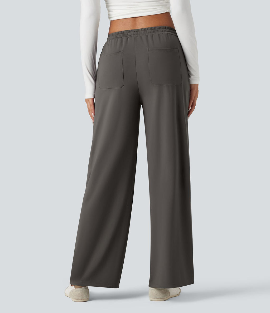 Pantalon tailleur large taille moyenne avec cordon de serrage Halara Flex™ DayStretch avec poches