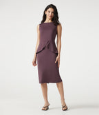 Robe tailleur midi sans manches col rond
