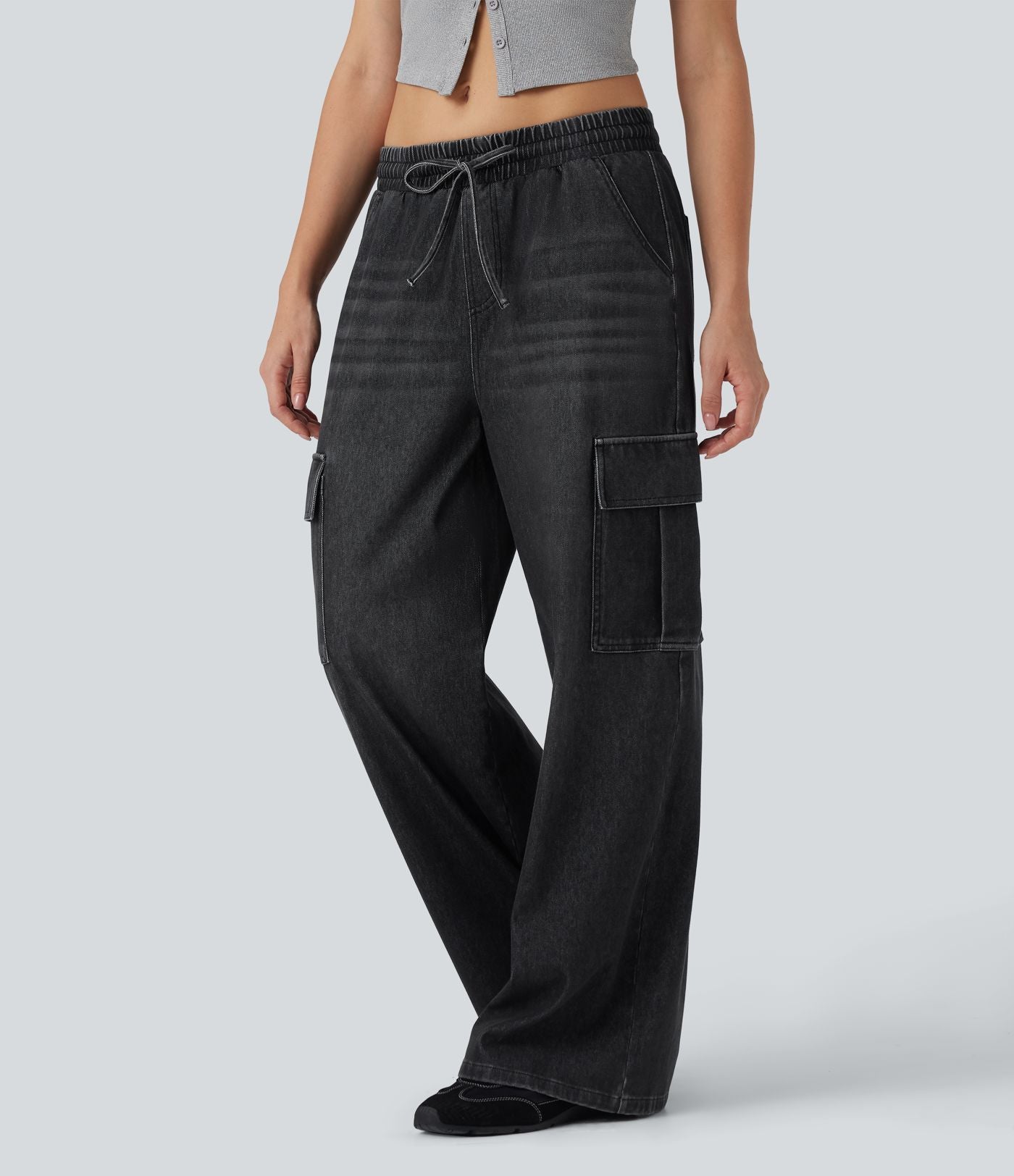 Jean décontracté Halara Flex™ cargo ample taille mi-haute avec cordon de serrage et poches