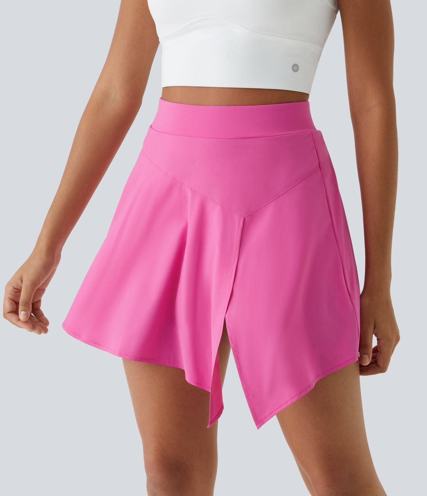 Breezeful™ Jupe de Danse Mini 2-en-1 à Taille Haute avec Ourlet Asymétrique Fendu et Poches Latérales Séchage Rapide