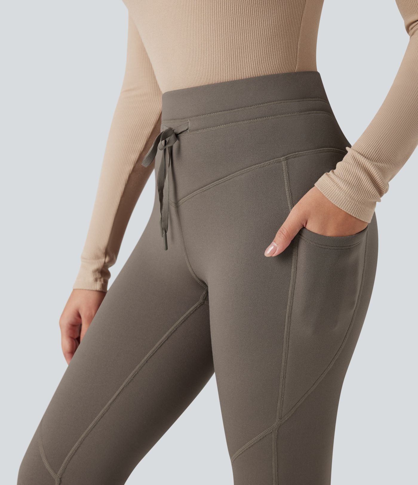 Legging de randonnée polaire 7/8 taille haute avec cordon de serrage et poches