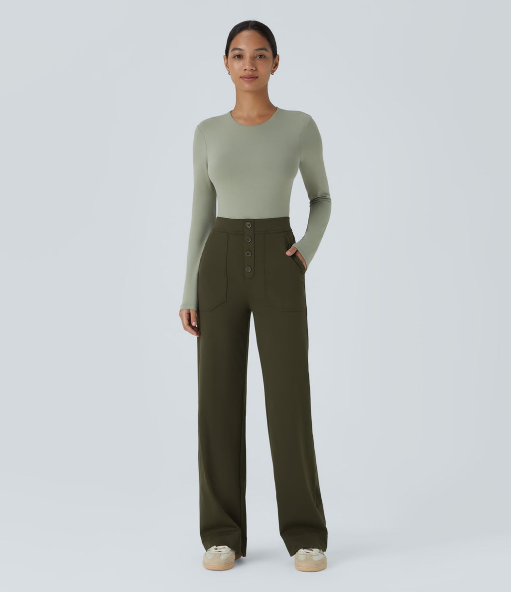 Pantalon coupe droite taille haute DayStretch avec poches