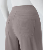 Pantalon tailleur large gainant taille haute en micro-gaufré avec poches Halara Flex™