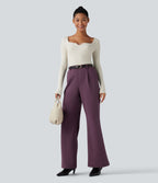 Pantalon tailleur évasé thermique taille haute SoftlyZero™ Plush avec poches