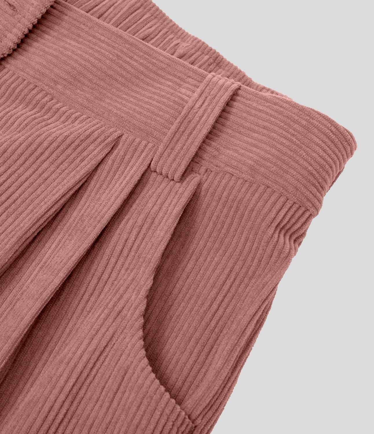 Pantalon en velours côtelé décontracté taille moyenne avec poches latérales
