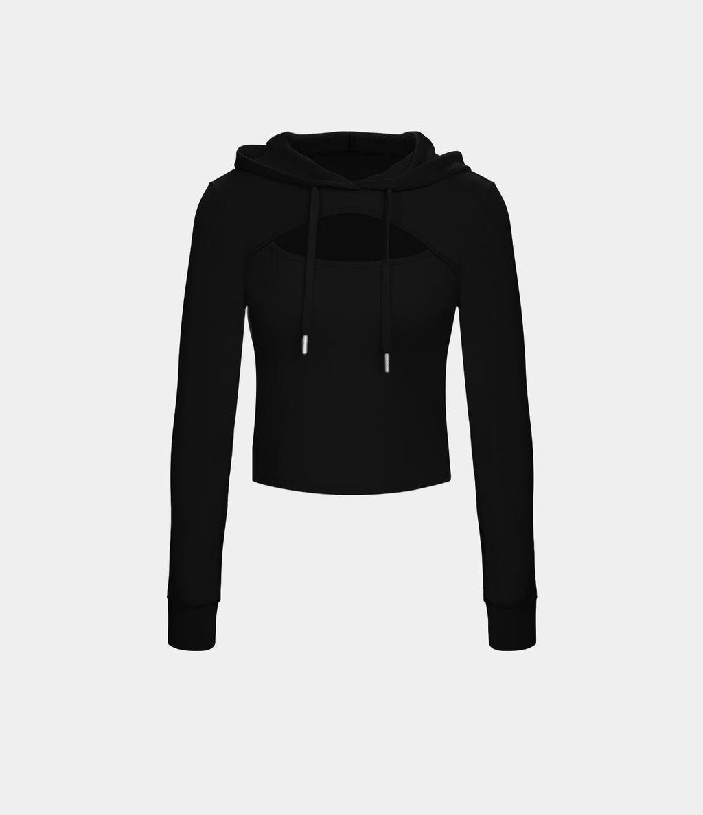 Sweat à Capuche Décontracté avec Cordon de Serrage et Découpes