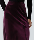 Jupe midi tailleur en velours taille haute