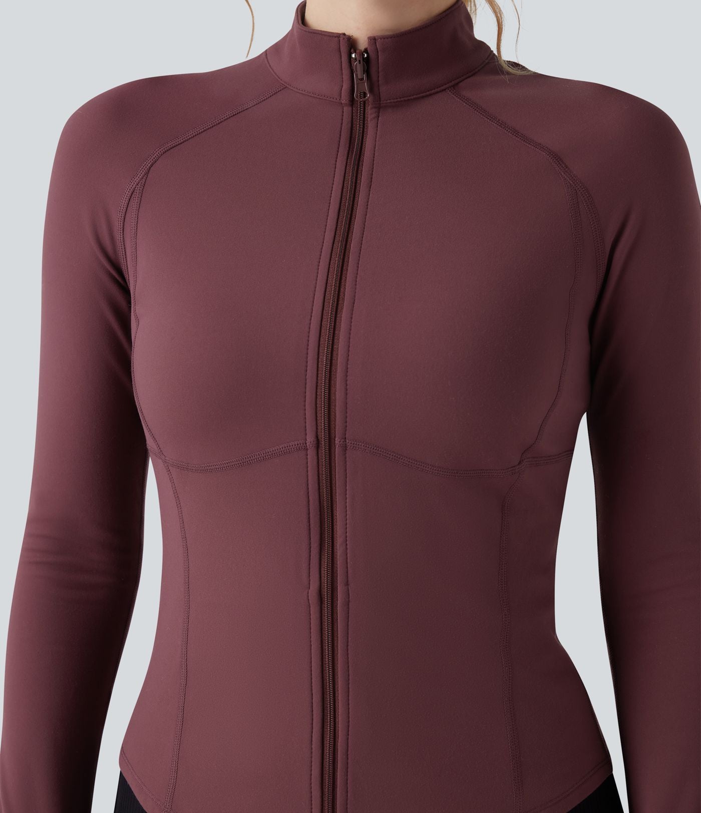 Veste 3-en-1 à col montant, manches longues, trous pour les pouces et veste sherpa à ourlet avec cordon de serrage avec poches