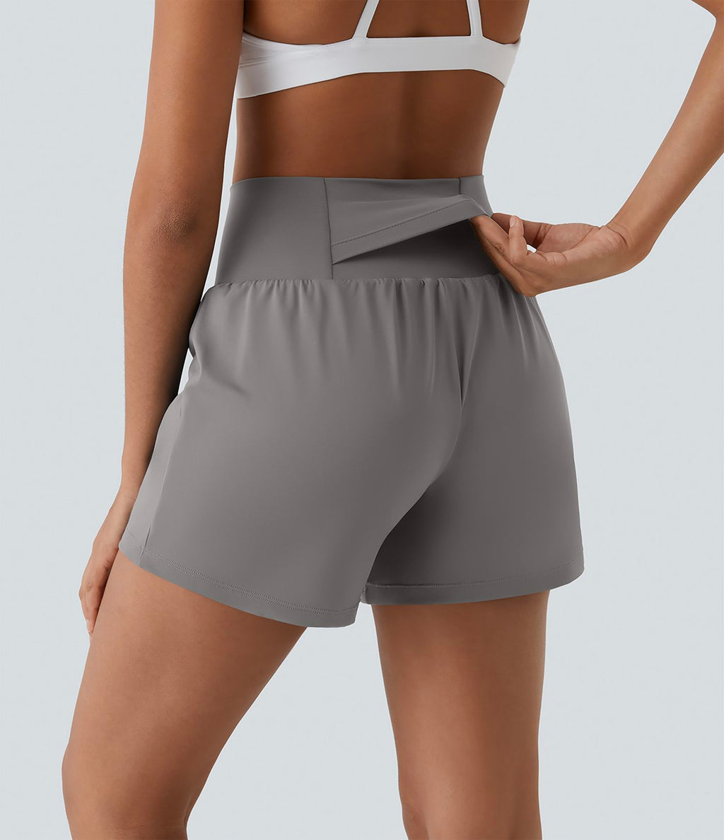 Short yoga 2-en-1 SoftlyZero™ Airy effet frais InstantCool taille très haute 12,5 cm avec poches, longueur allongée