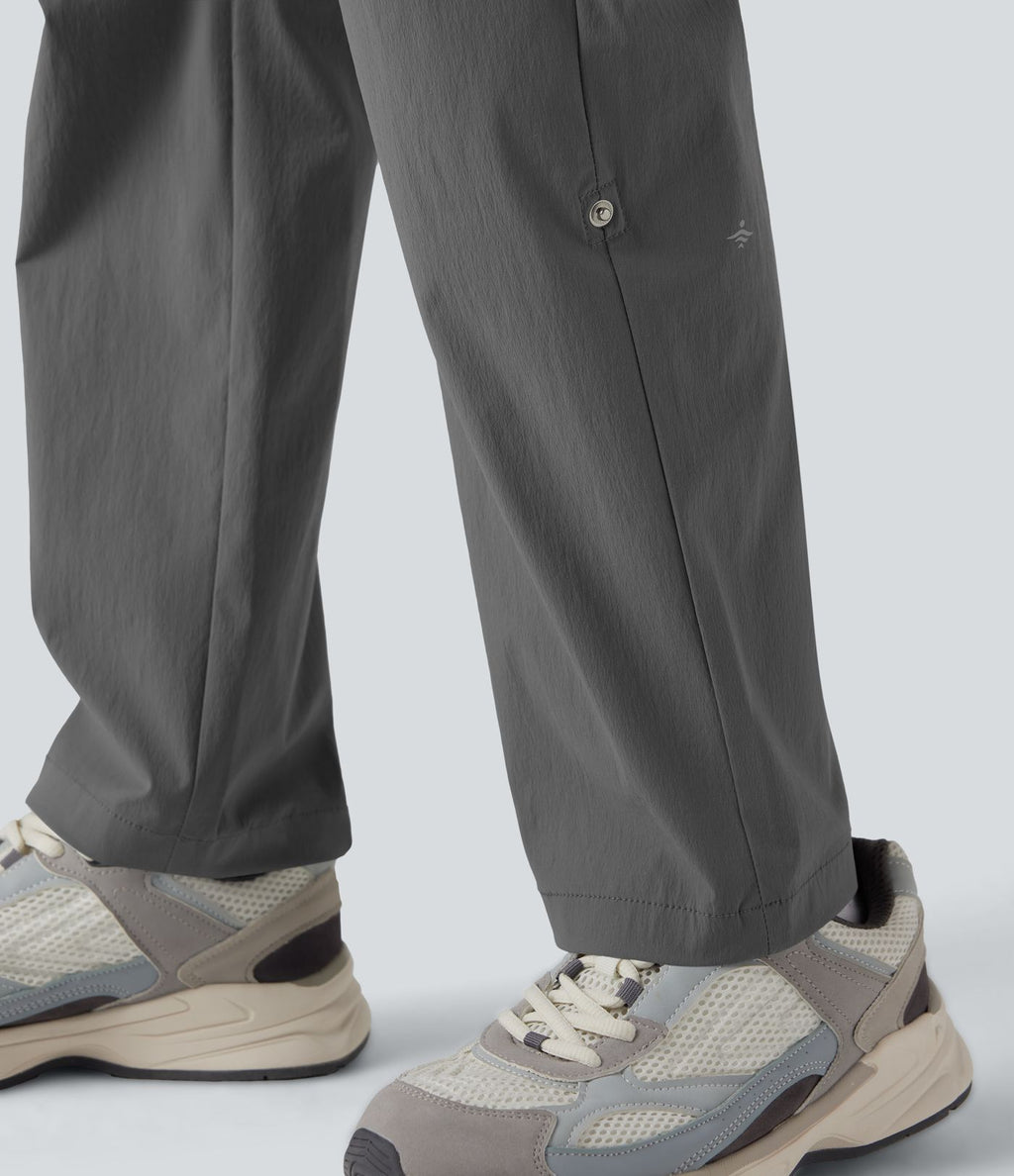 Pantalon de randonnée déperlant taille mi-haute coupe droite avec poches - longueur ajustable