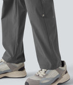 Pantalon de randonnée déperlant taille mi-haute coupe droite avec poches - longueur ajustable