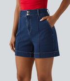 Short en jean casual taille haute Halara Flex™ 12,5 cm avec poches