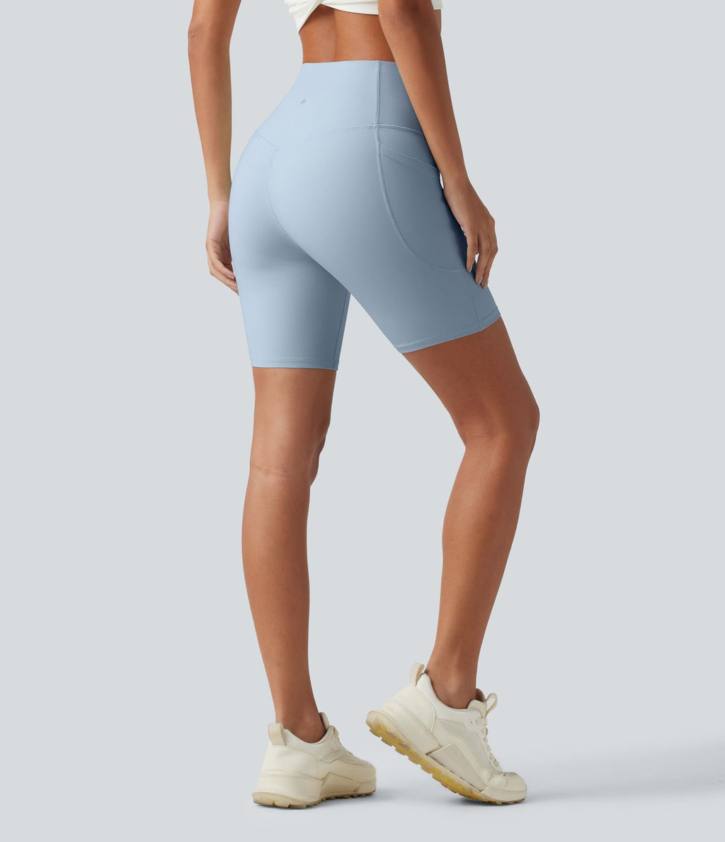 Short biker d’entraînement taille haute gainant Halara UltraSculpt™ avec poches, 18 cm