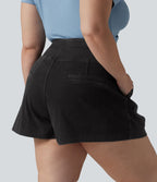 Short en jean taille haute Halara Flex™ ample et décontracté, grande taille, 10 cm avec poches