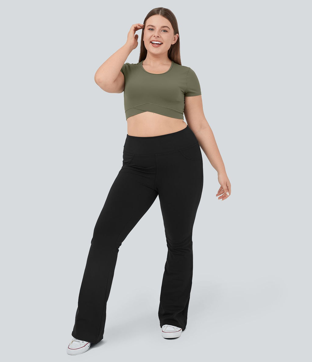 Legging yoga évasé grande taille taille haute DayStretch avec poches
